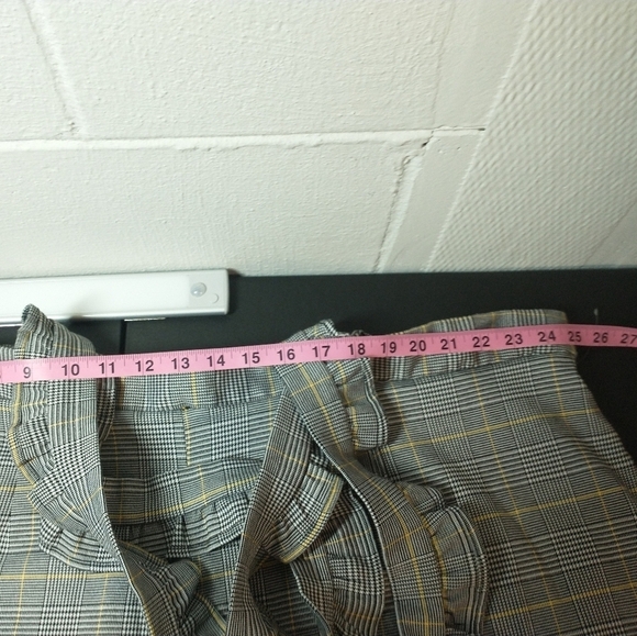 Modcloth Plaid Cropped Pants Ruffle Suspenders overalls wide leg, size 4X - Picture 9 of 10